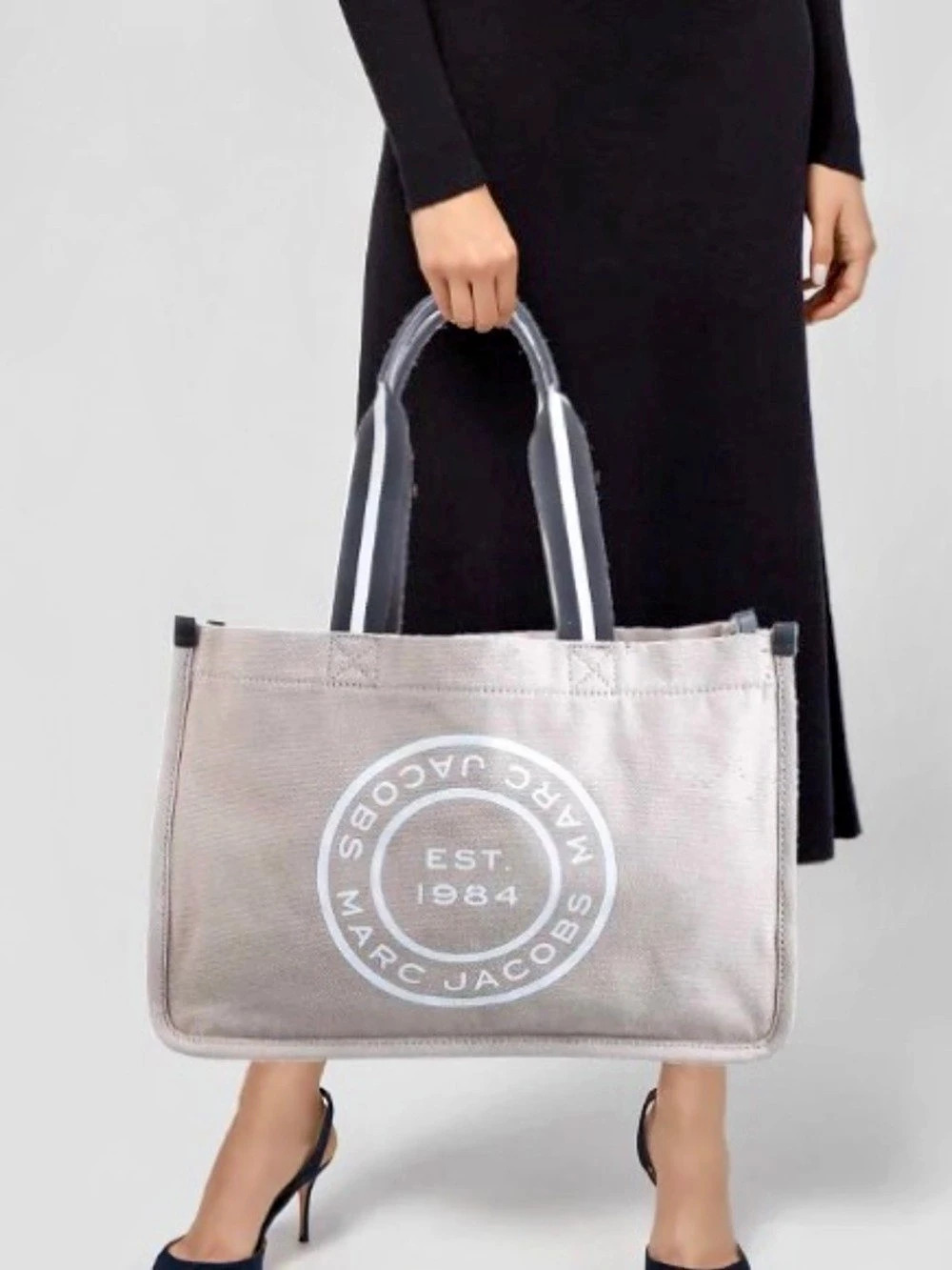 Marc Jacobs EST. 1984 Signet Logo Tote Bag Gray